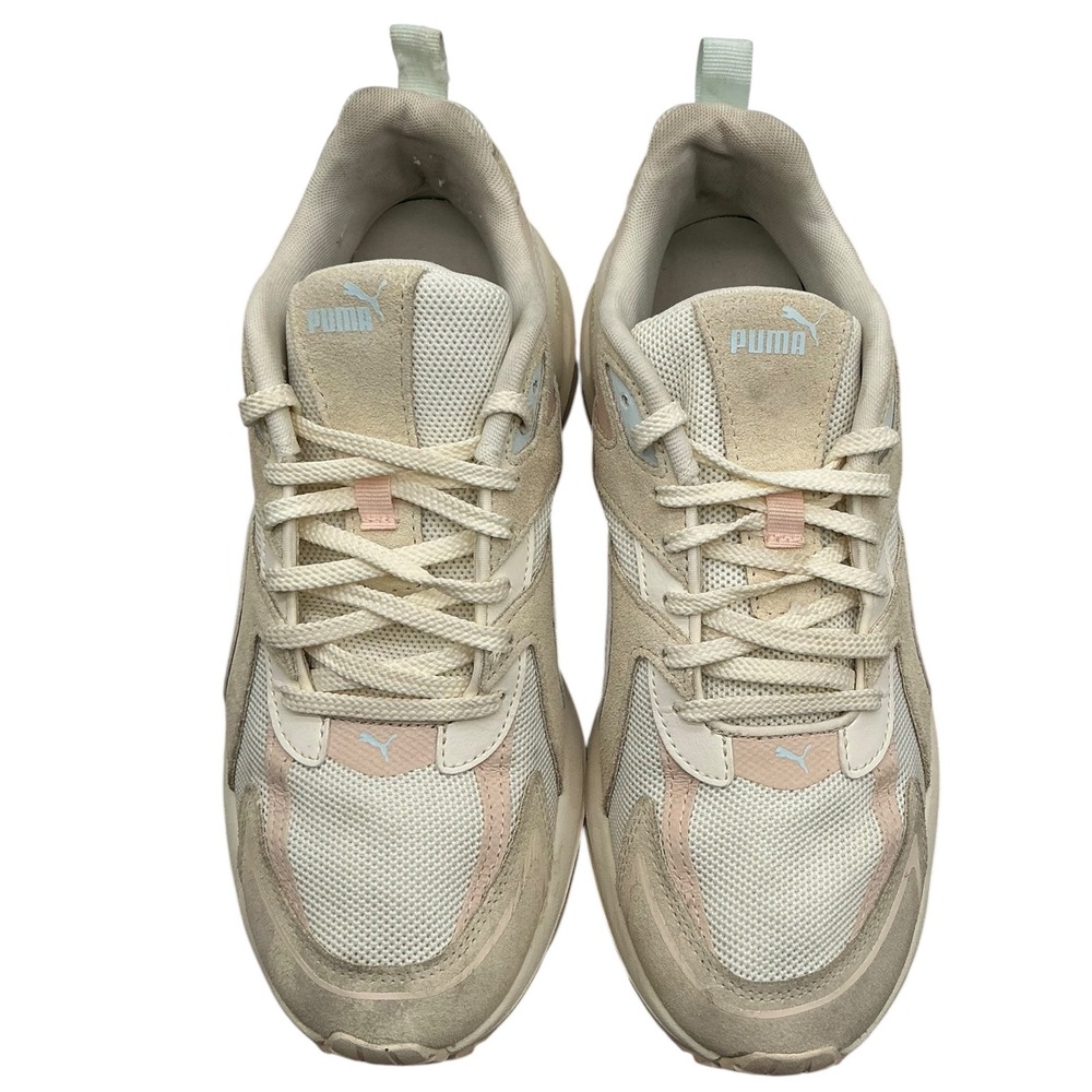 Puma Softride Womens Sneakers Beige Cream Pink Mesh Suede Low Top 377311-04 10